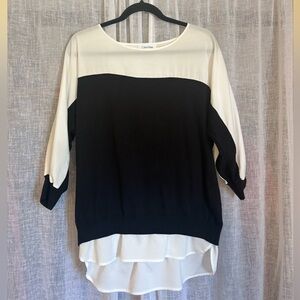 Calvin Klein Black and White Colorblock Top